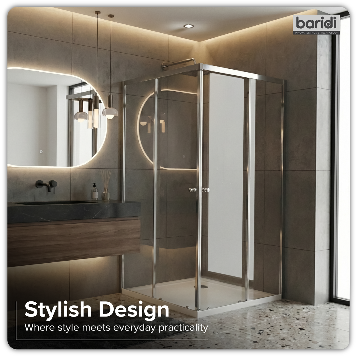 Baridi DH300 Corner Shower Entry Enclosure 1000 x 800 x 1850mm with 6mm Tempered Glass - Chrome