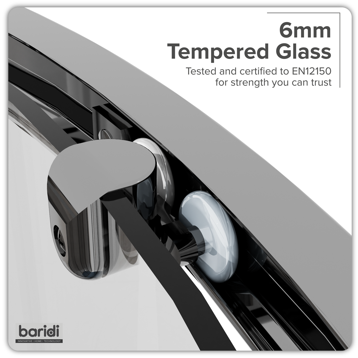 Baridi DH302 Quadrant Shower Entry Enclosure 900 x 900 x 1850mm with 6mm Tempered Glass - Chrome