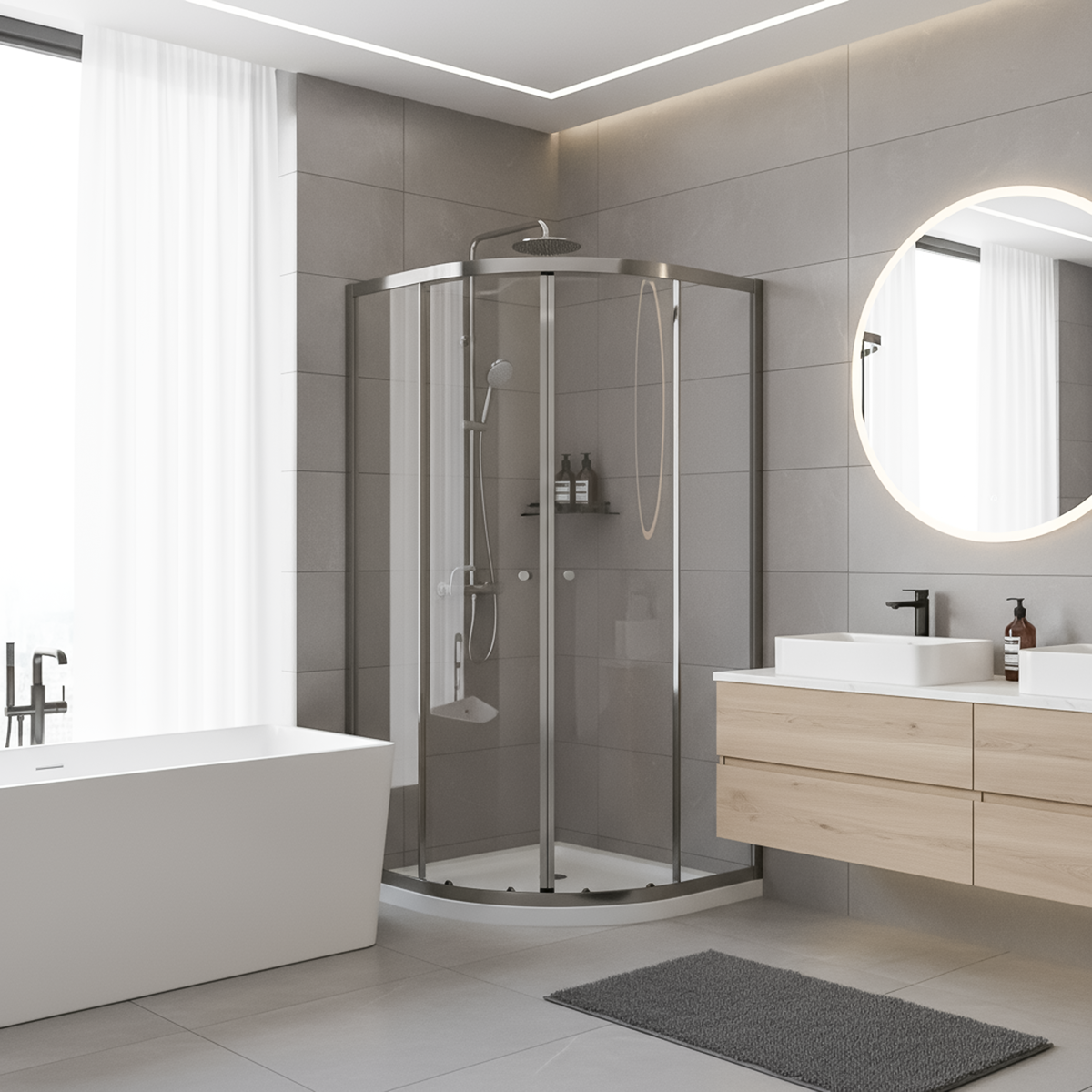 Baridi DH302 Quadrant Shower Entry Enclosure 900 x 900 x 1850mm with 6mm Tempered Glass - Chrome