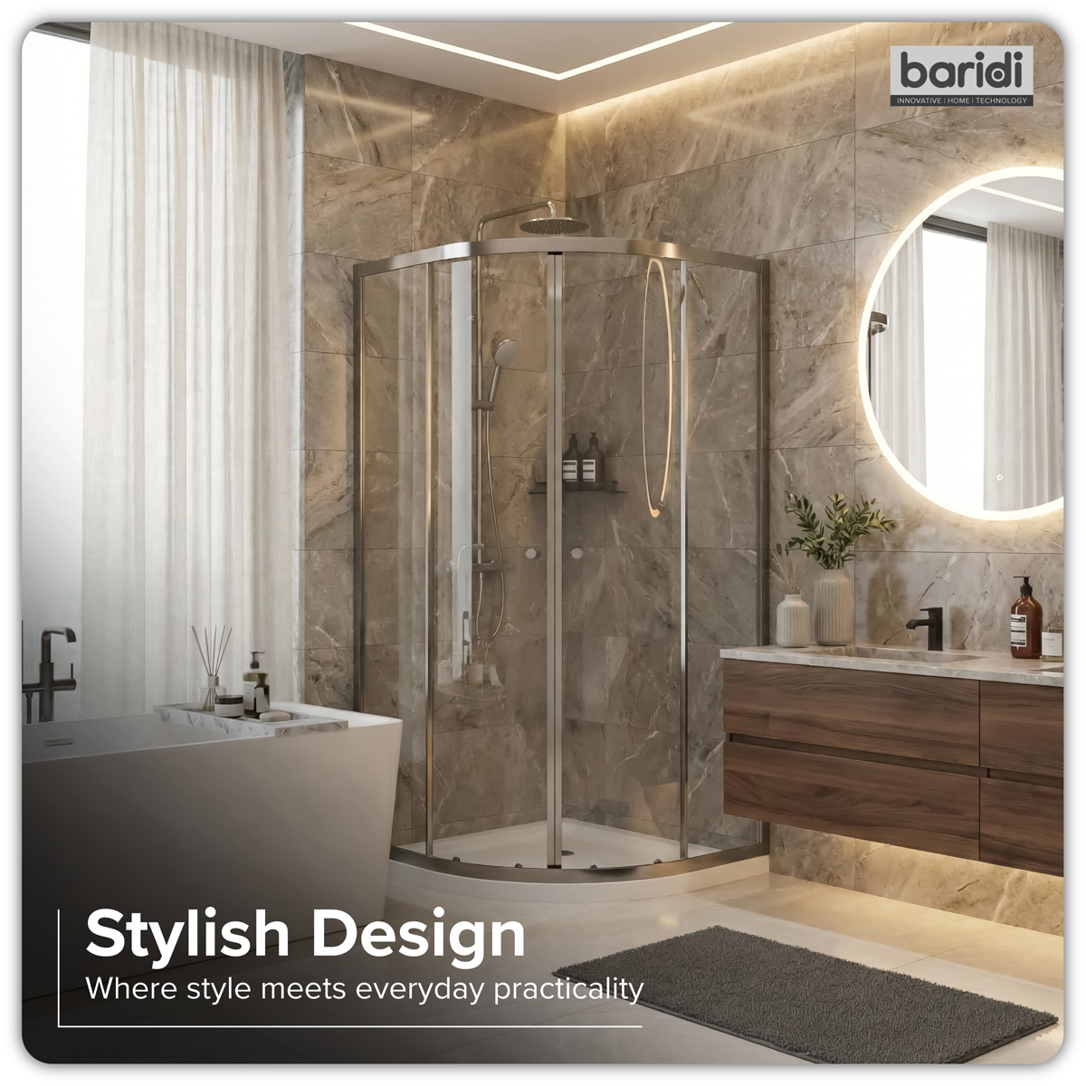 Baridi DH302 Quadrant Shower Entry Enclosure 900 x 900 x 1850mm with 6mm Tempered Glass - Chrome
