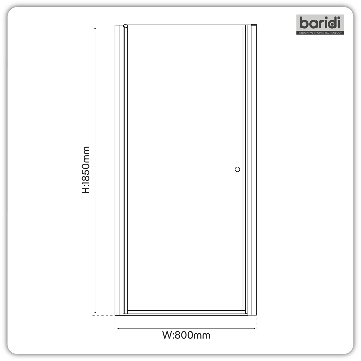Baridi DH303 Pivot Shower Door 800 x 1850mm, 6mm Tempered Glass, Reversible - Chrome