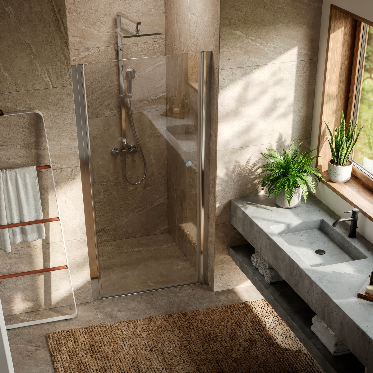 Baridi DH303 Pivot Shower Door 800 x 1850mm, 6mm Tempered Glass, Reversible - Chrome