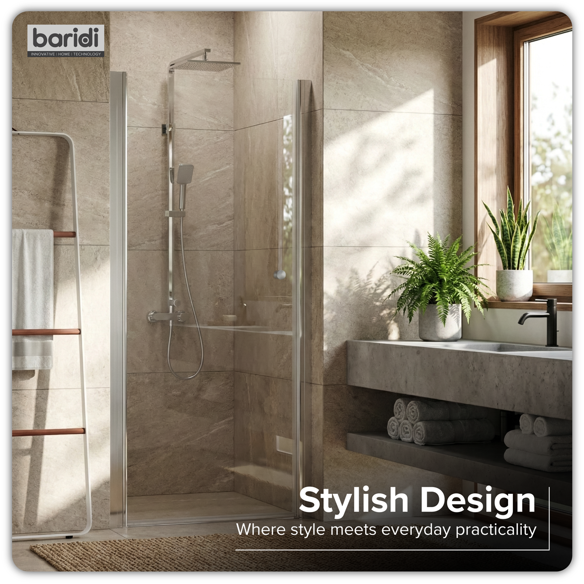 Baridi DH303 Pivot Shower Door 800 x 1850mm, 6mm Tempered Glass, Reversible - Chrome