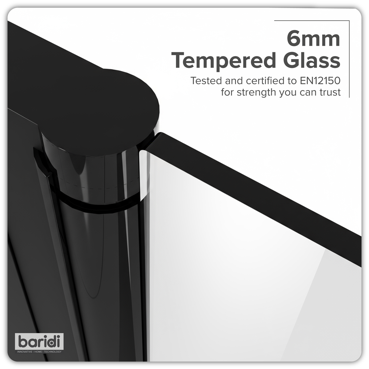 Baridi DH304 Pivot Shower Door 800 x 1850mm, 6mm Tempered Glass, Reversible - Black
