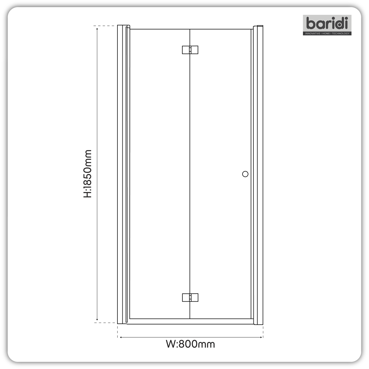 Baridi DH305 Bi-Fold Shower Door 800 x 1850mm, 6mm Tempered Glass, Reversible - Chrome