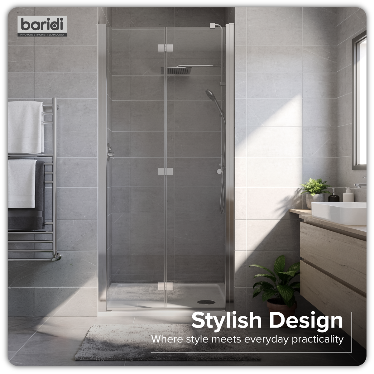 Baridi DH305 Bi-Fold Shower Door 800 x 1850mm, 6mm Tempered Glass, Reversible - Chrome