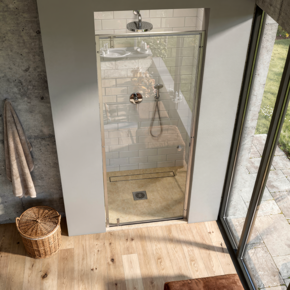 Baridi DH306 Hinged Shower Door 800 x 1850mm, 6mm Tempered Glass, Reversible - Chrome