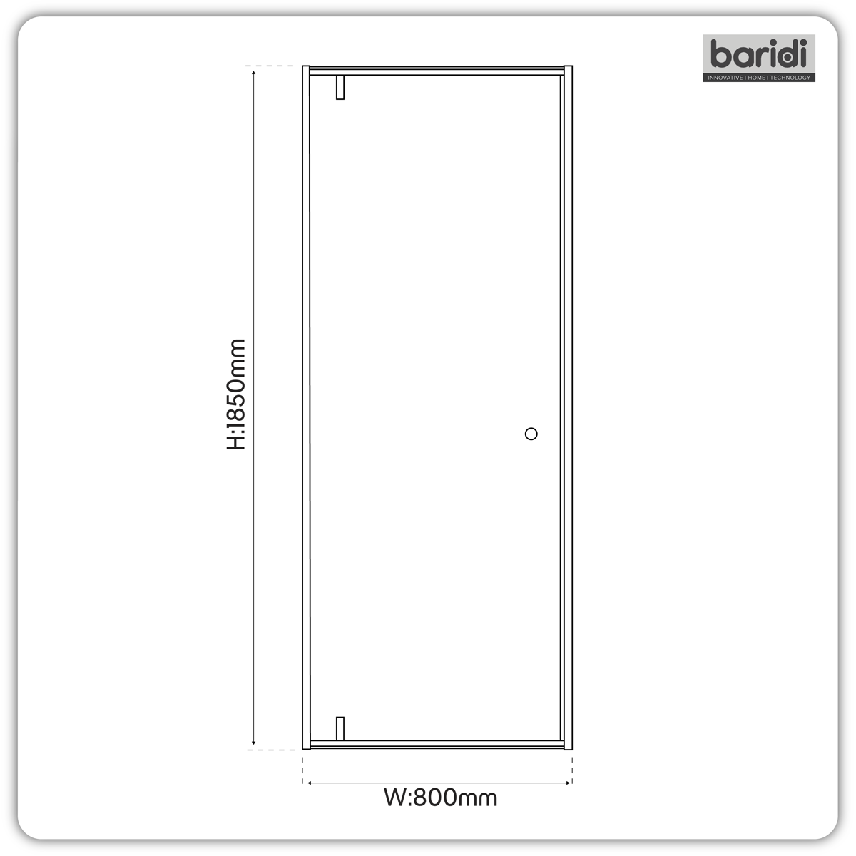 Baridi DH307 Hinged Shower Door 800 x 1850mm, 6mm Tempered Glass, Reversible - Black