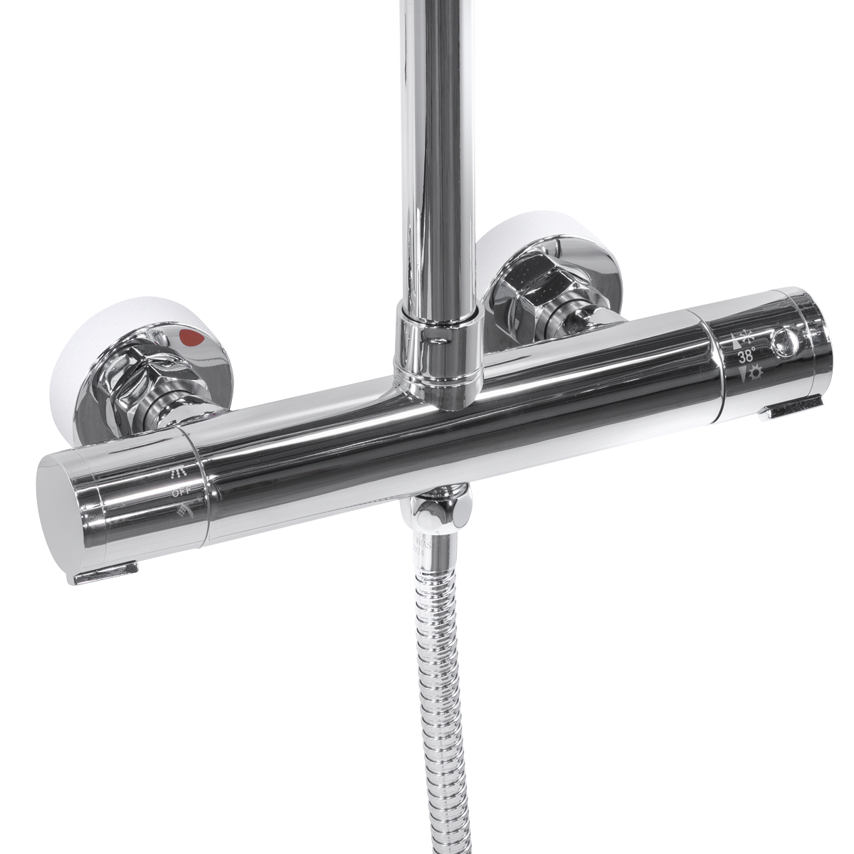 Baridi DH314 Thermostatic Shower Mixer Set, 20cm Round Head, Adjustable Rail - Chrome