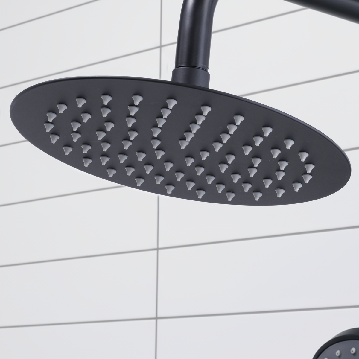 Baridi DH315 Thermostatic Shower Mixer Set, 20cm Round Head, Adjustable Rail - Black