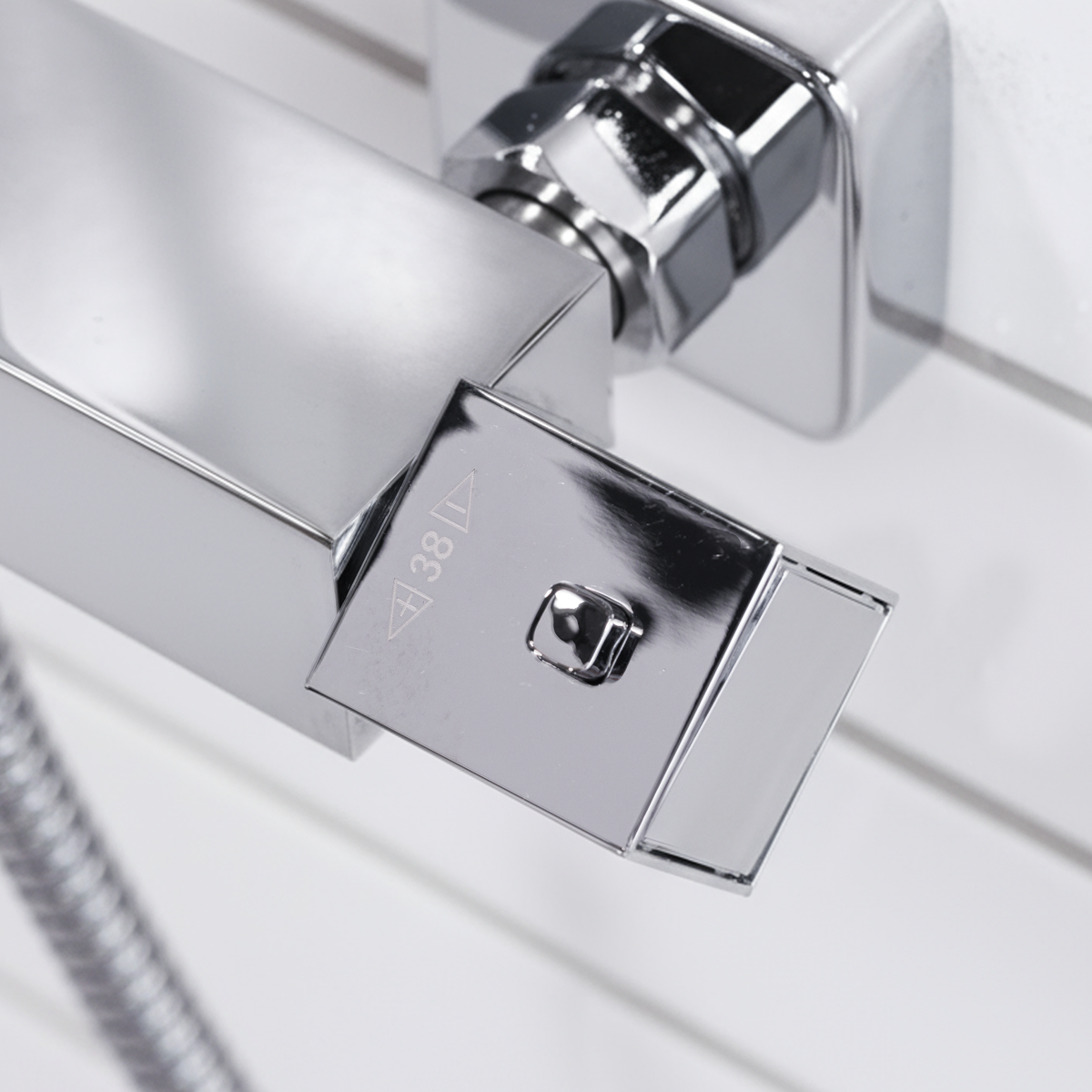 Baridi DH316 Thermostatic Shower Mixer Set, 20x20cm Square Head, Adjustable Rail - Chrome