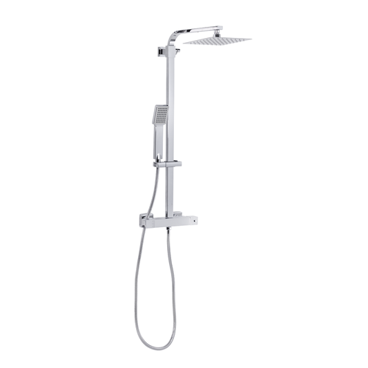 Baridi DH316 Thermostatic Shower Mixer Set, 20x20cm Square Head, Adjustable Rail - Chrome