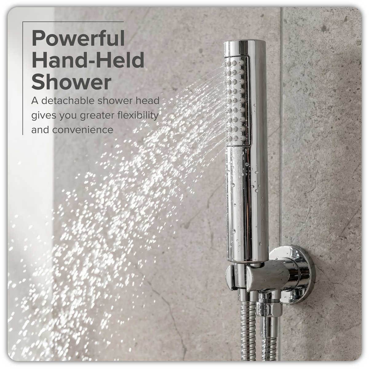 Baridi DH318 Concealed Thermostatic Shower Set 20cm Round Head & Hand Shower - Chrome