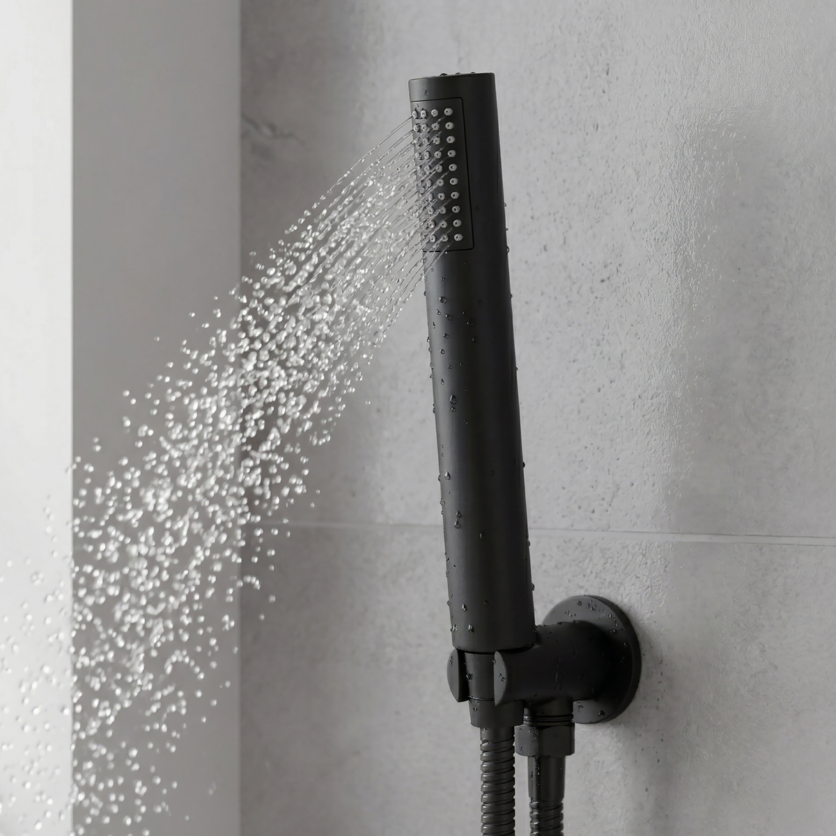 Baridi DH319 Concealed Thermostatic Shower Set, 20cm Round Head & Hand Shower - Black