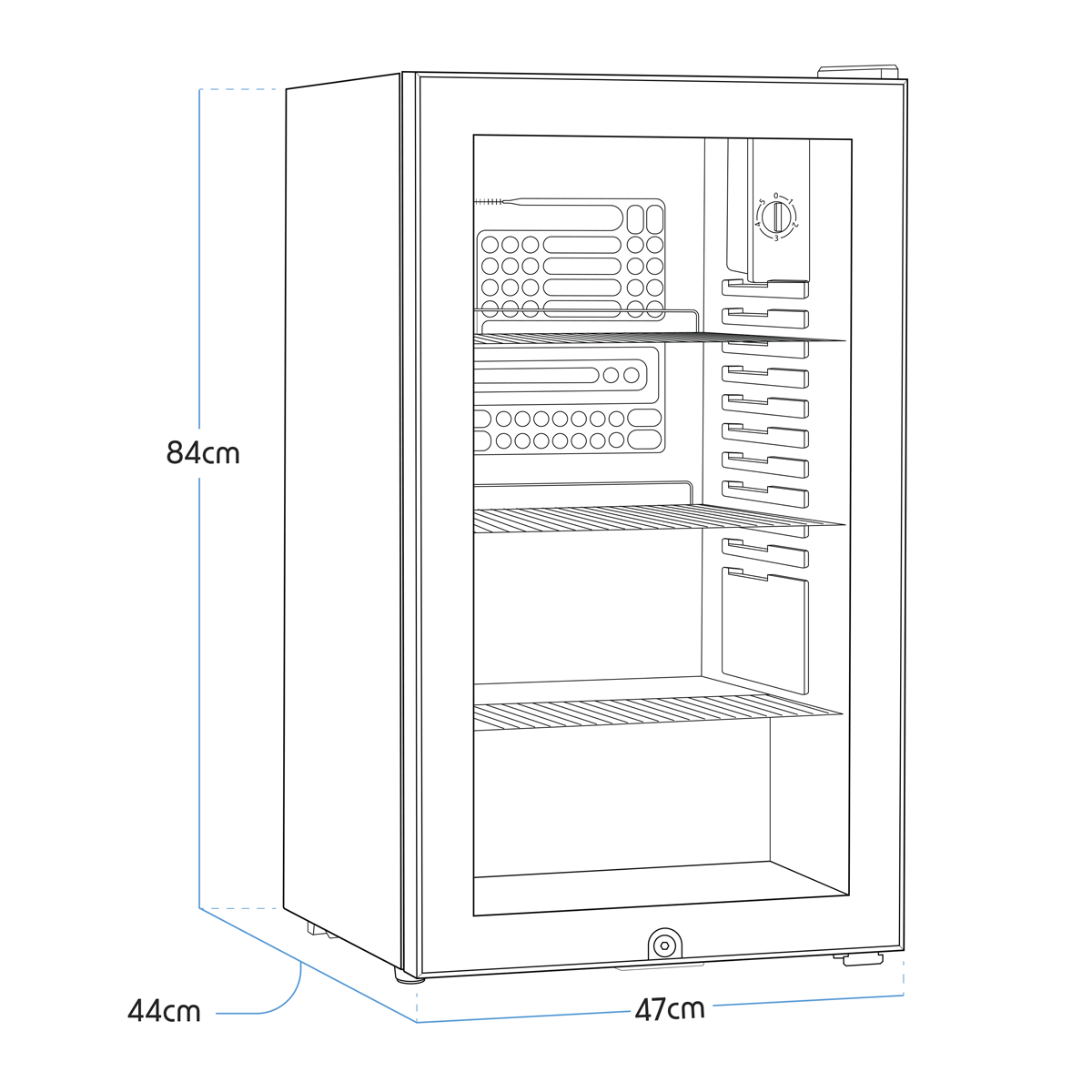 Baridi DH31 Baridi Undercounter Drinks, Beer & Wine Fridge with Wire Shelves, Internal Light & Security Lock 85L - Stainless Steel
