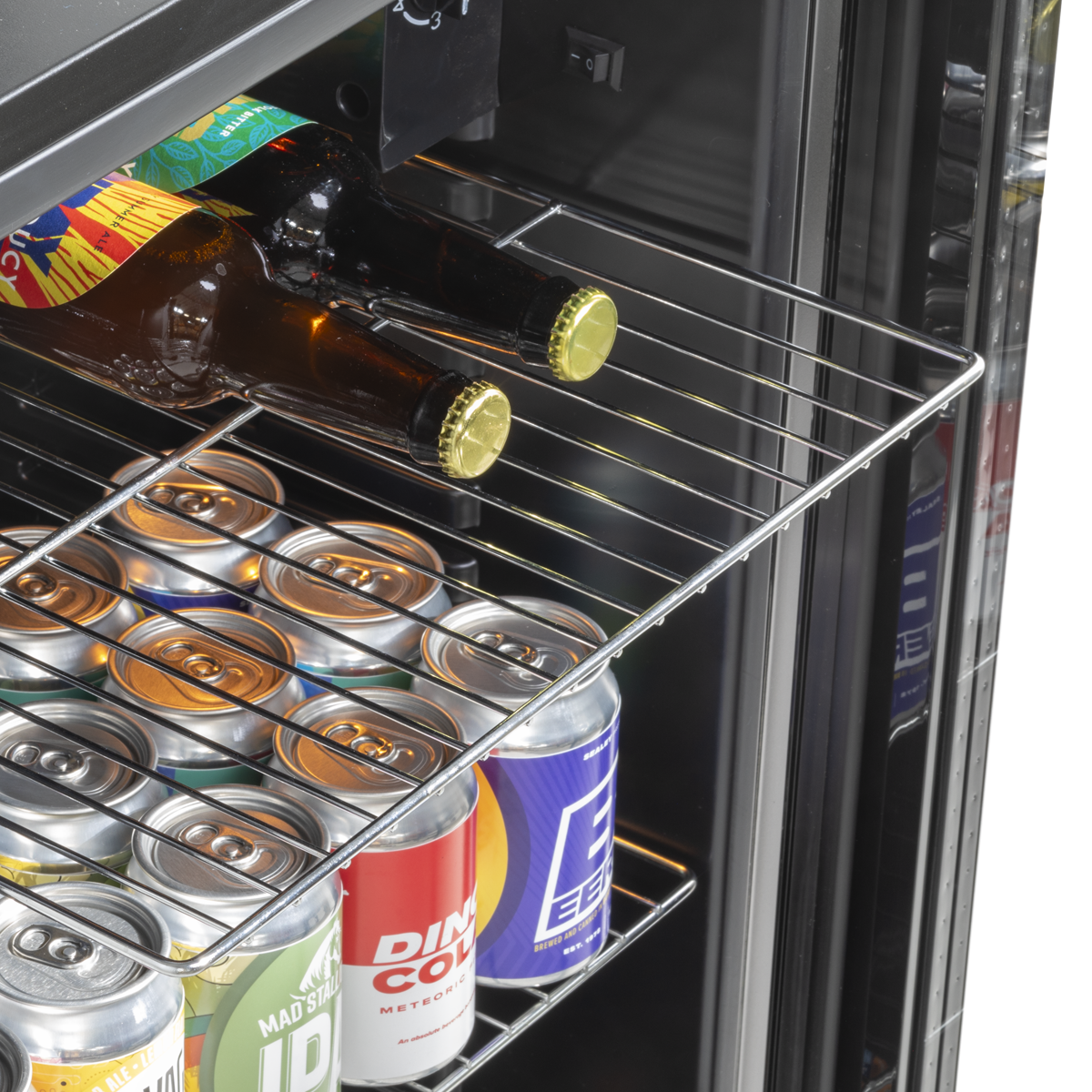 Baridi DH31 Baridi Undercounter Drinks, Beer & Wine Fridge with Wire Shelves, Internal Light & Security Lock 85L - Stainless Steel