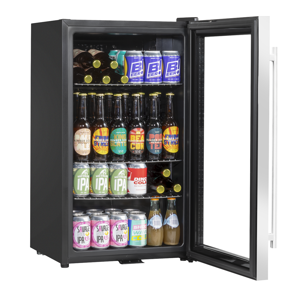 Baridi DH31 Baridi Undercounter Drinks, Beer & Wine Fridge with Wire Shelves, Internal Light & Security Lock 85L - Stainless Steel