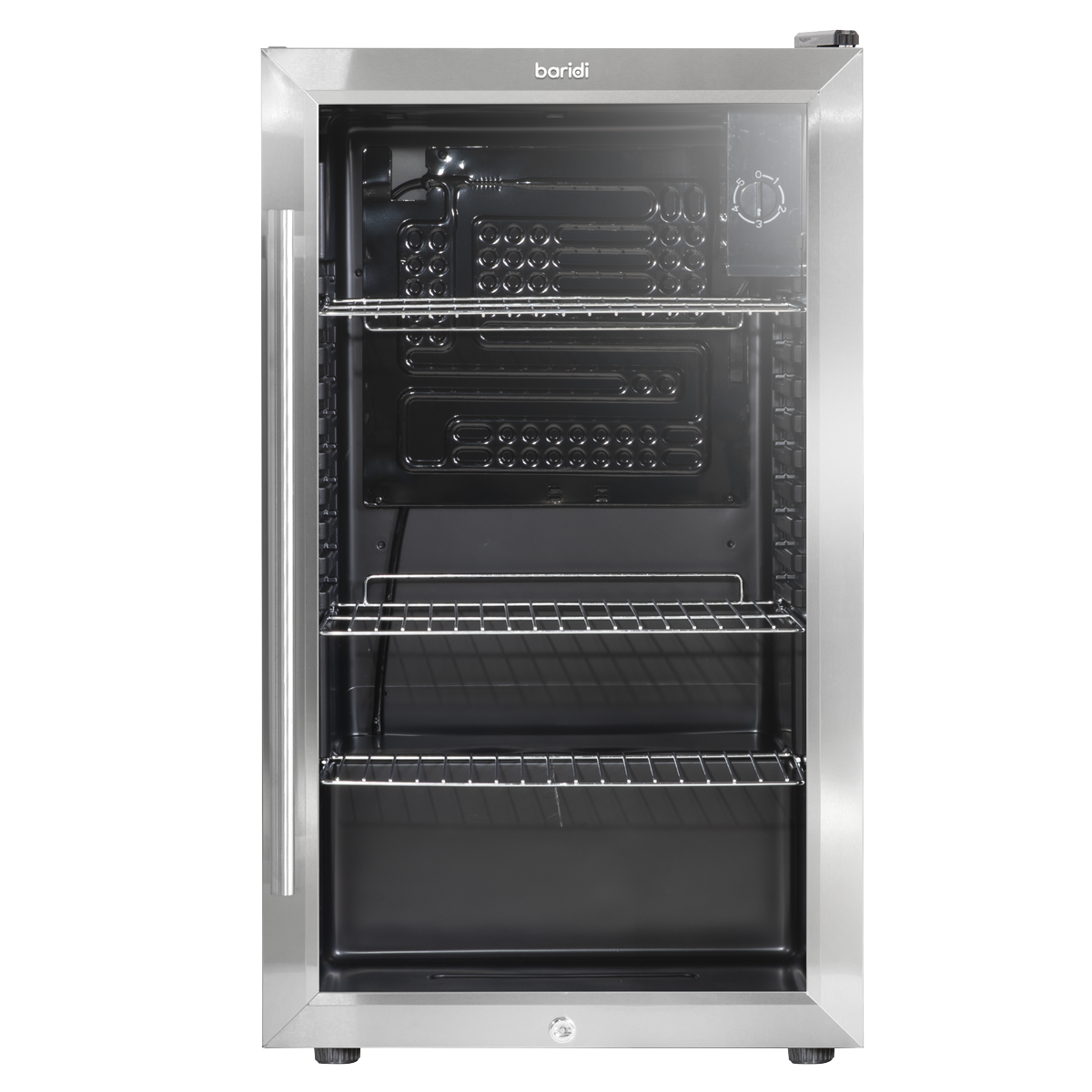 Baridi DH31 Baridi Undercounter Drinks, Beer & Wine Fridge with Wire Shelves, Internal Light & Security Lock 85L - Stainless Steel
