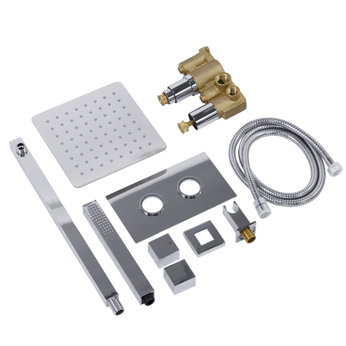 Baridi DH320 Concealed Thermostatic Shower Set 20 x 20cm Square Head & Hand Shower - Chrome