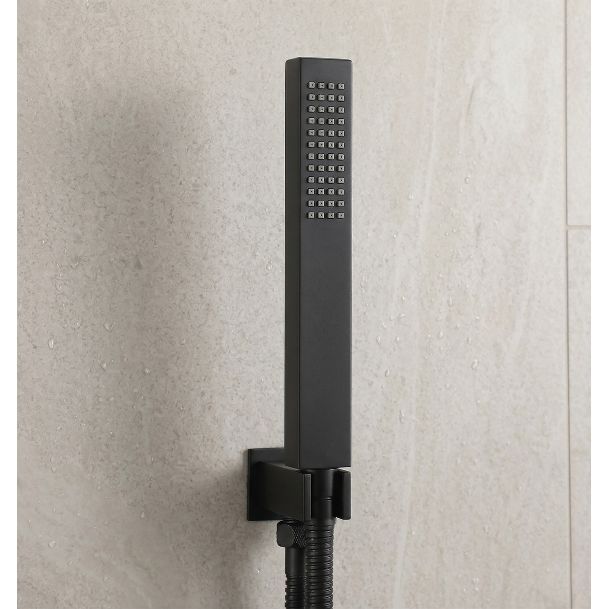 Baridi DH321 Concealed Thermostatic Shower Set 20 x 20cm Square Head & Hand Shower - Black