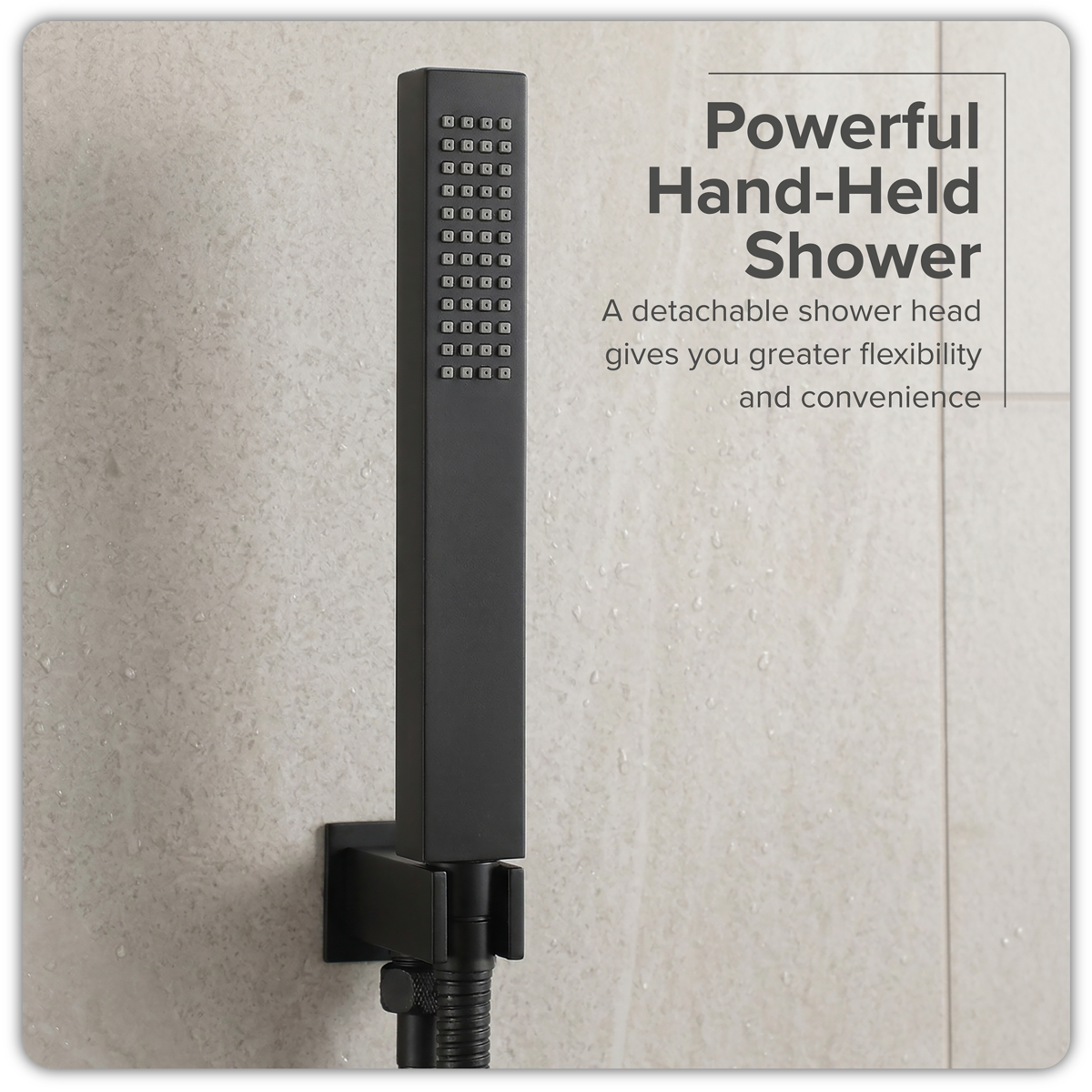 Baridi DH321 Concealed Thermostatic Shower Set 20 x 20cm Square Head & Hand Shower - Black