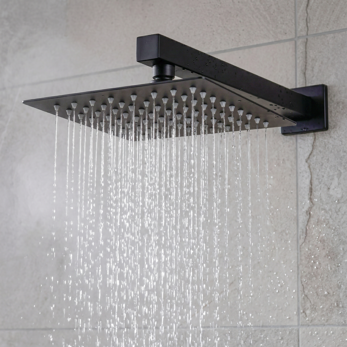 Baridi DH321 Concealed Thermostatic Shower Set 20 x 20cm Square Head & Hand Shower - Black