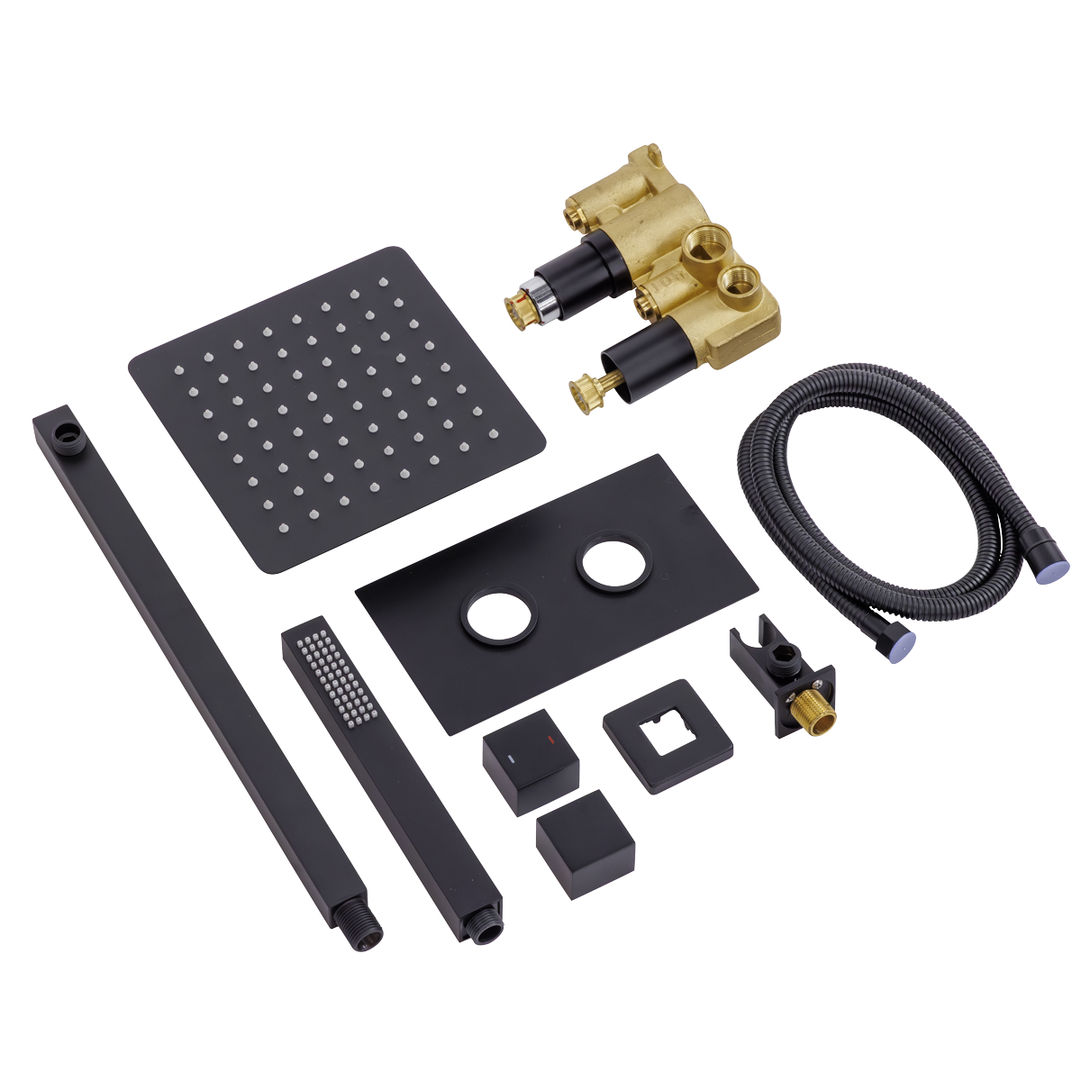 Baridi DH321 Concealed Thermostatic Shower Set 20 x 20cm Square Head & Hand Shower - Black