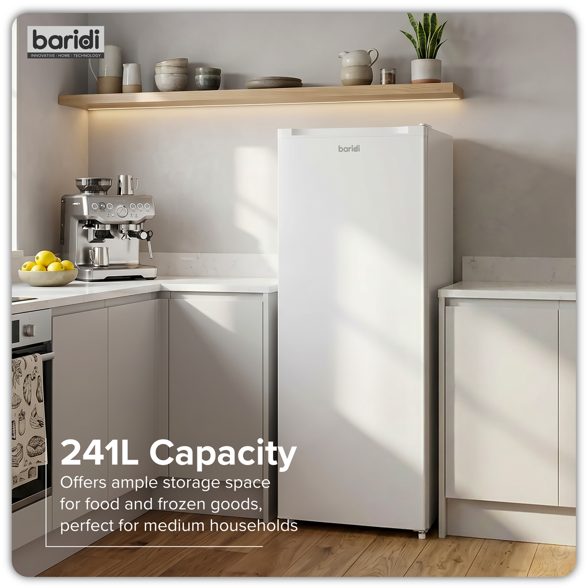 Baridi DH322 Baridi Freestanding Larder Fridge 241L – White