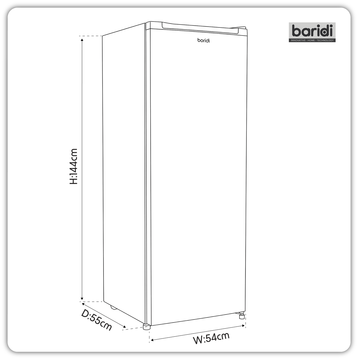 Baridi DH324 Baridi Freestanding Tall Freezer 177L Capacity – White