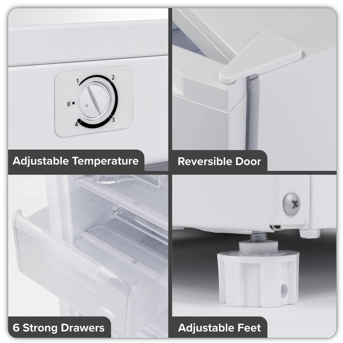 Baridi DH324 Baridi Freestanding Tall Freezer 177L Capacity – White