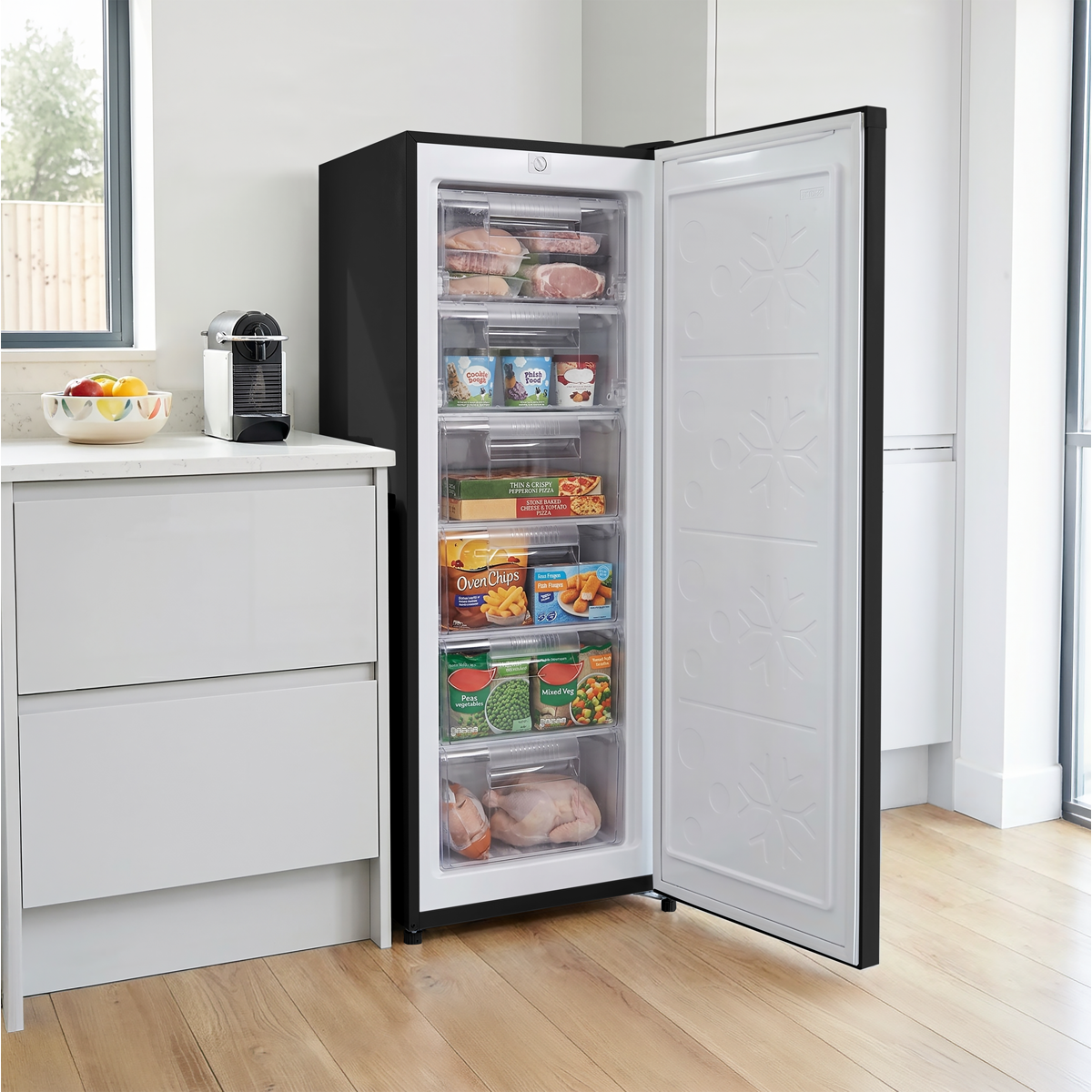 Baridi DH325 Freestanding Tall Freezer 177L Capacity – Black