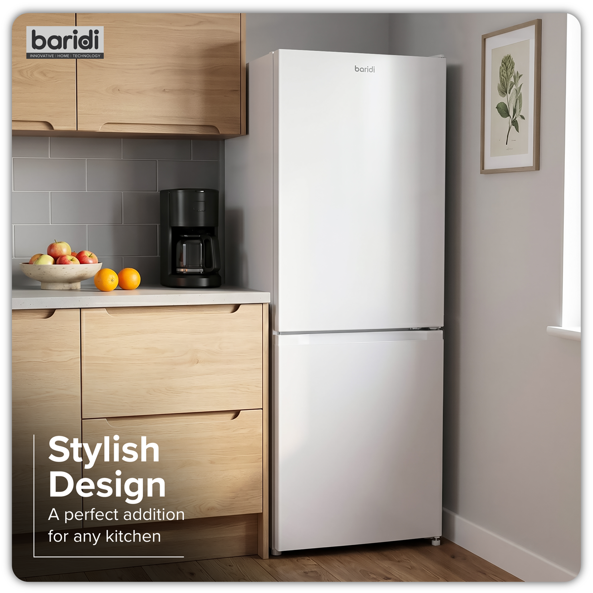 Baridi DH326 Baridi 60/40 Smart Frost Fridge Freezer 227L Capacity – White