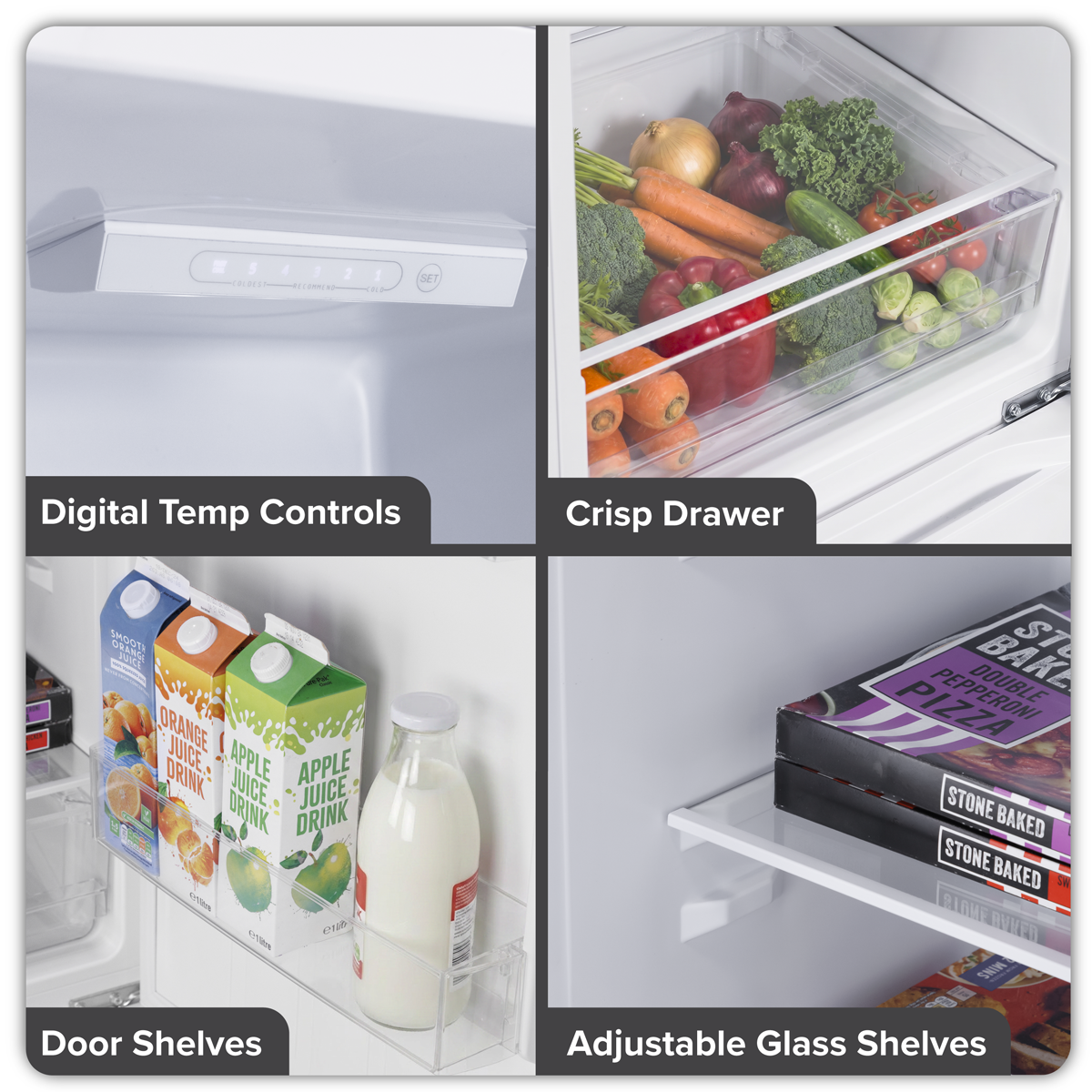 Baridi DH328 Baridi 50/50 Smart Frost Fridge Freezer 254L Capacity – White