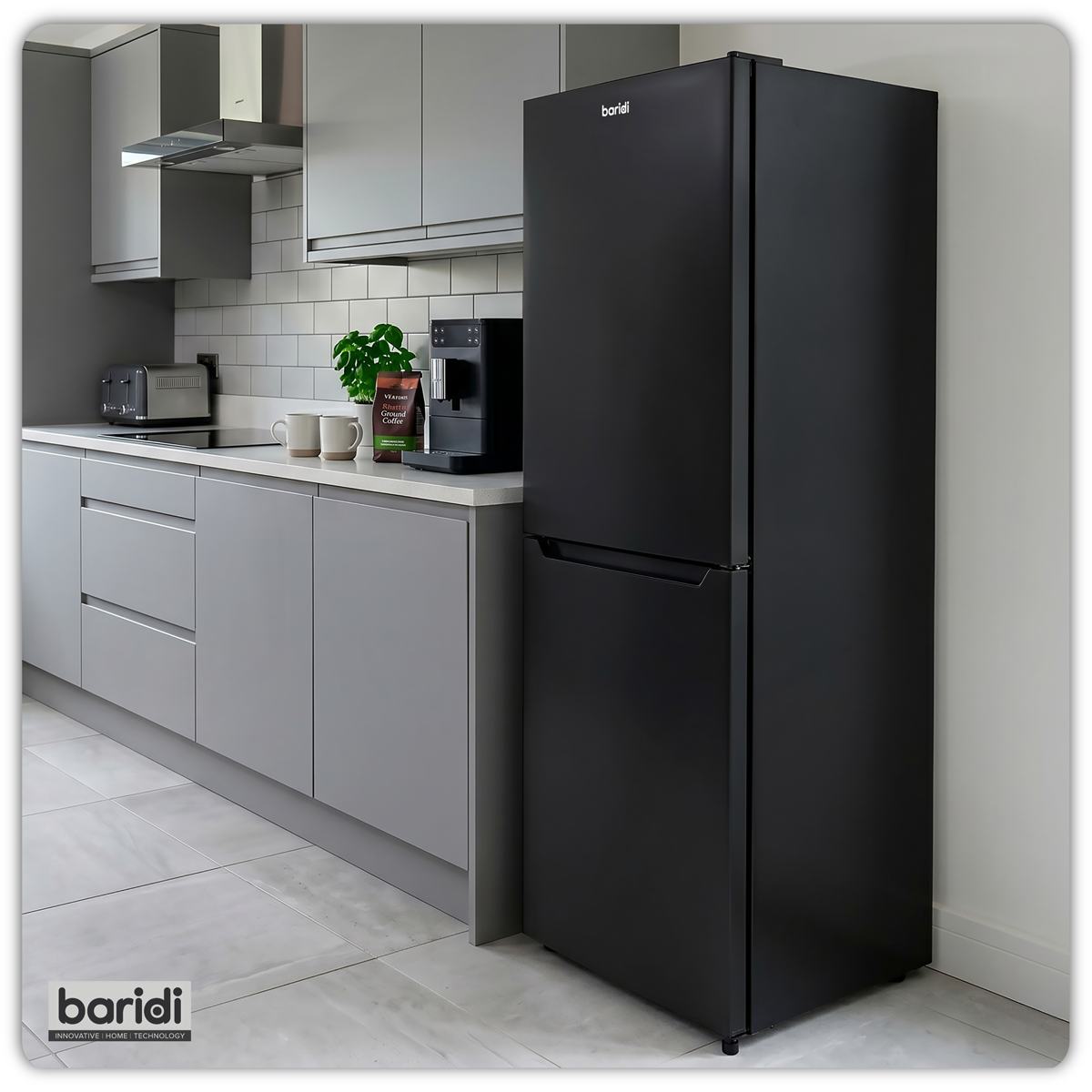 Baridi DH329 Baridi 50/50 Smart Frost Fridge Freezer 254L Capacity – Black