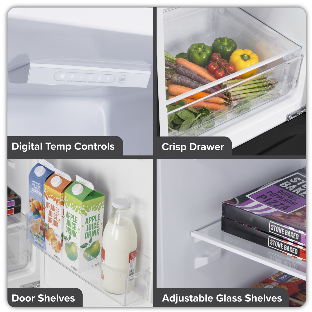 Baridi DH329 Baridi 50/50 Smart Frost Fridge Freezer 254L Capacity – Black