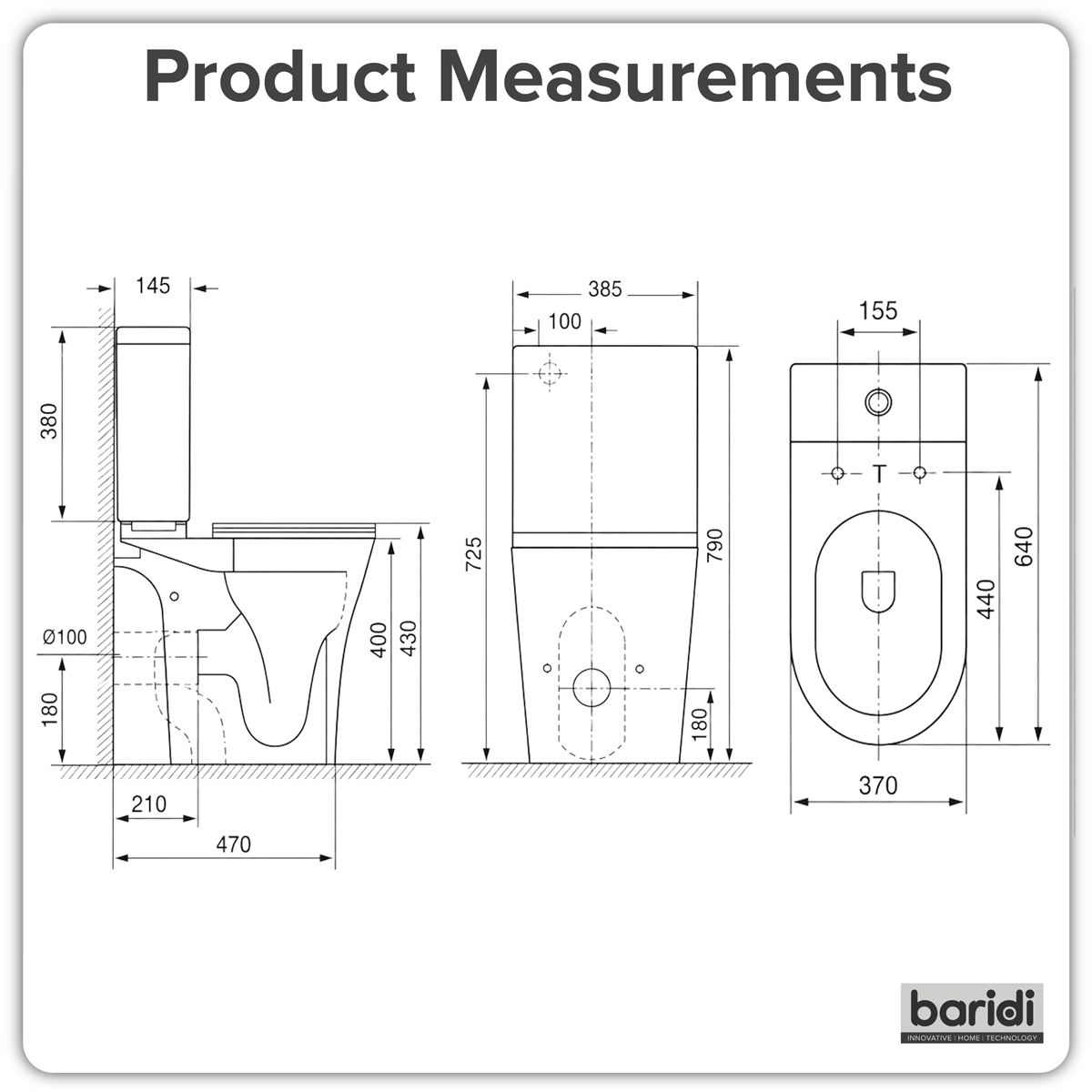 Baridi DH332 Baridi Close-Coupled Toilet with Soft Close Seat, Dual Flush Cistern & Rimless Flush – White