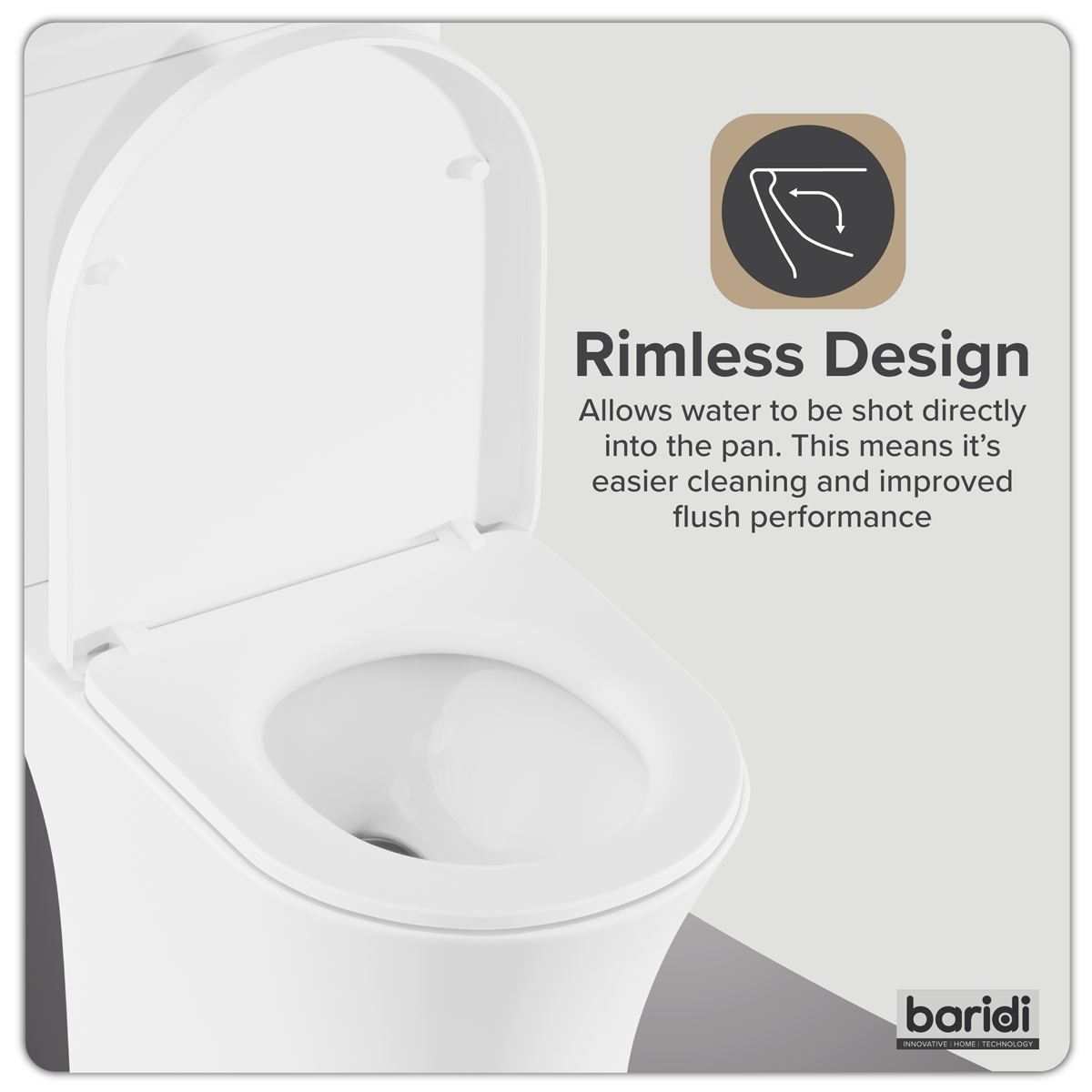 Baridi DH332 Baridi Close-Coupled Toilet with Soft Close Seat, Dual Flush Cistern & Rimless Flush – White