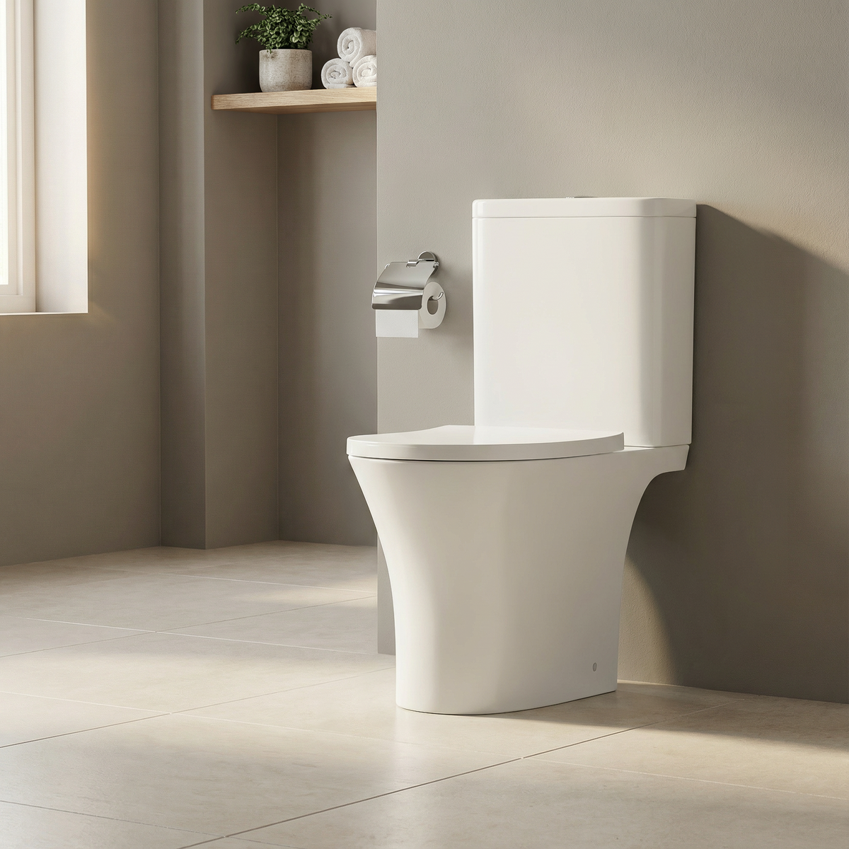 Baridi DH332 Baridi Close-Coupled Toilet with Soft Close Seat, Dual Flush Cistern & Rimless Flush – White
