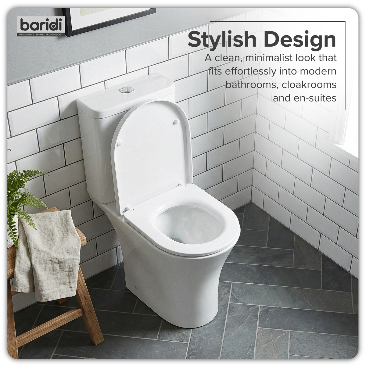 Baridi DH332 Baridi Close-Coupled Toilet with Soft Close Seat, Dual Flush Cistern & Rimless Flush – White