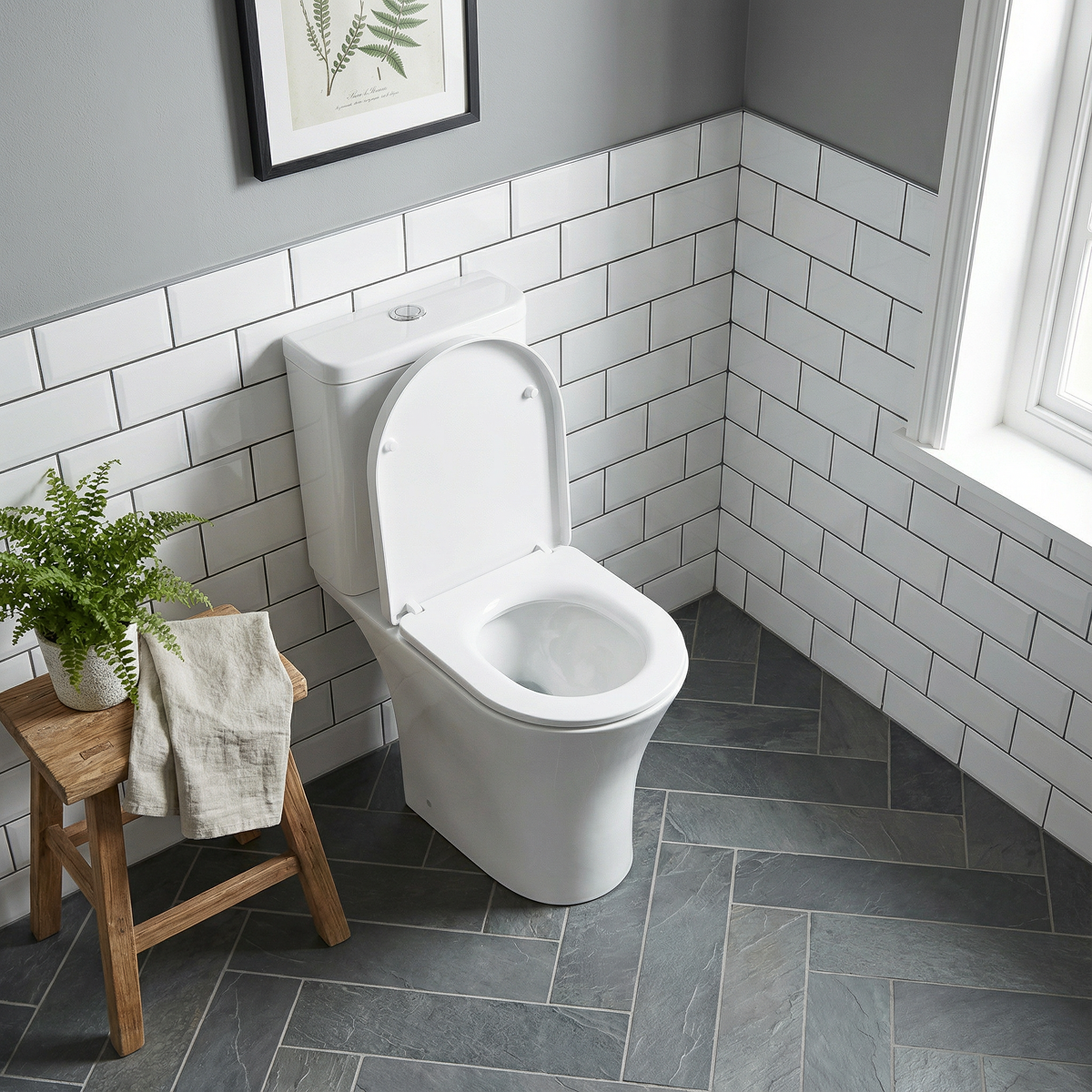 Baridi DH332 Baridi Close-Coupled Toilet with Soft Close Seat, Dual Flush Cistern & Rimless Flush – White