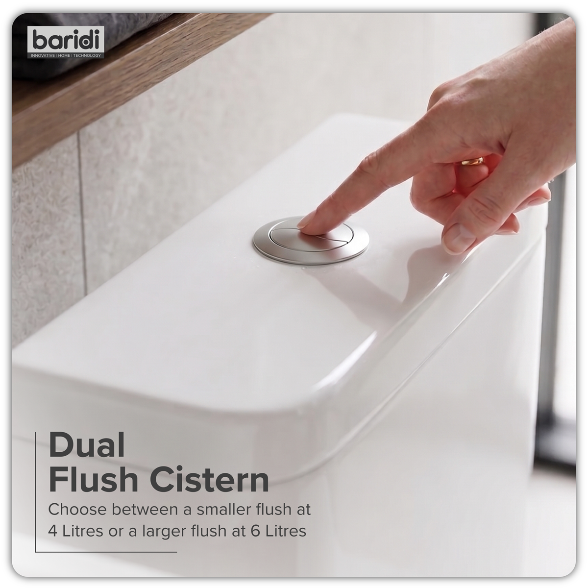Baridi DH333 Baridi Close-Coupled Toilet with Soft Close Seat, Dual Flush Cistern & Rimless Flush – White