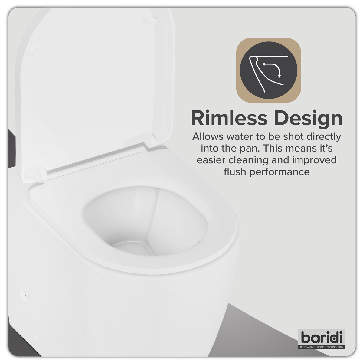 Baridi DH334 Back-to-Wall Toilet with Soft Close Seat & Rimless Flush – White