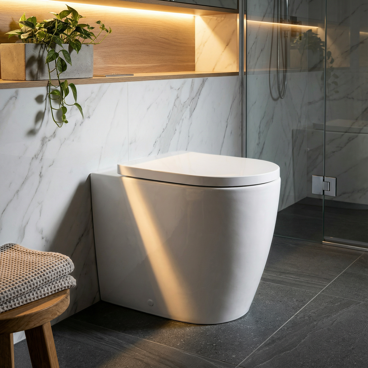 Baridi DH334 Back-to-Wall Toilet with Soft Close Seat & Rimless Flush – White