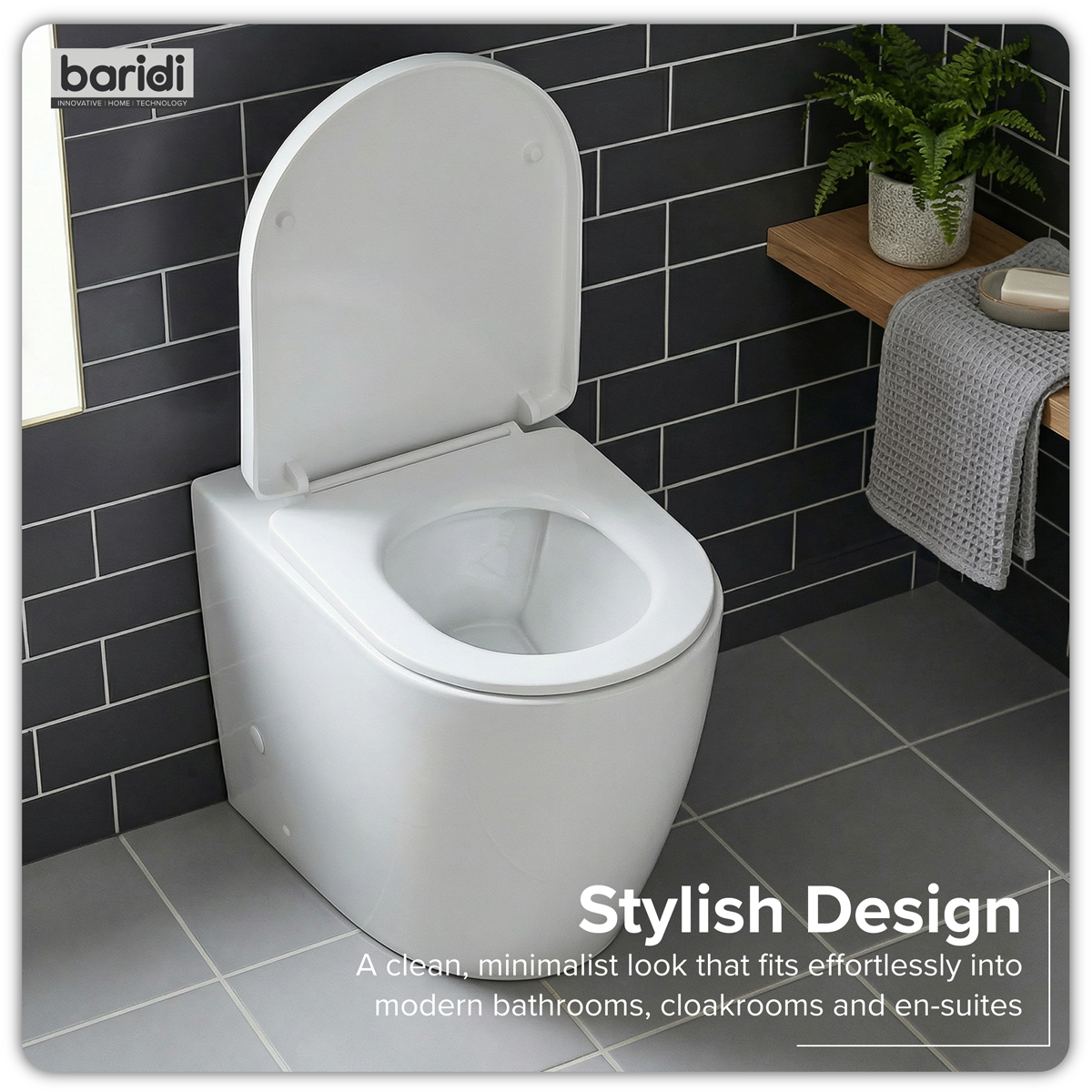 Baridi DH334 Back-to-Wall Toilet with Soft Close Seat & Rimless Flush – White