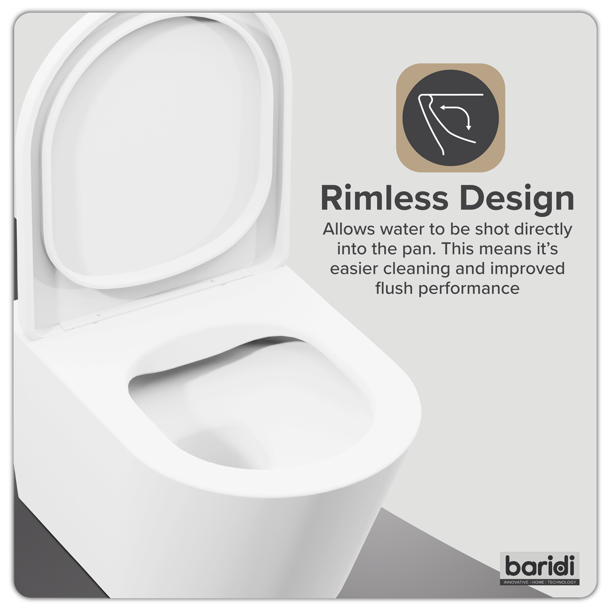 Baridi DH335 Wall Hung Toilet with Soft Close Seat & Rimless Flush – White