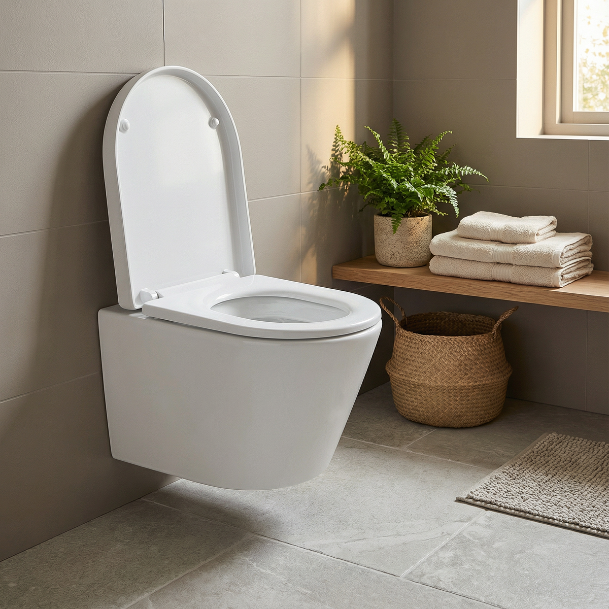 Baridi DH335 Wall Hung Toilet with Soft Close Seat & Rimless Flush – White