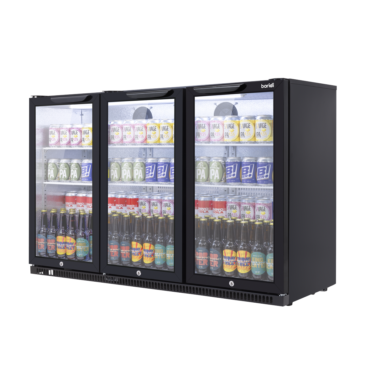 Baridi DH336 Baridi Back Bar Drinks Fridge/Cooler with Triple Hinged Door & Security Lock 307L - Black