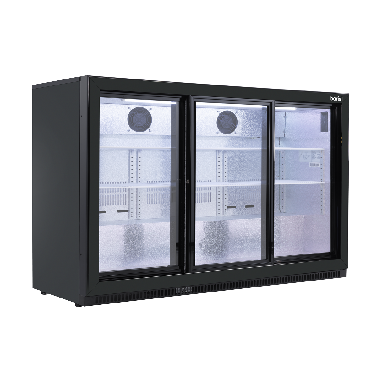 Baridi DH337 Baridi Back Bar Drinks Fridge/Cooler with Triple Sliding Door & Security Lock 307L - Black