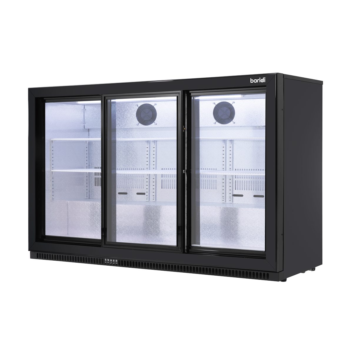 Baridi DH337 Baridi Back Bar Drinks Fridge/Cooler with Triple Sliding Door & Security Lock 307L - Black