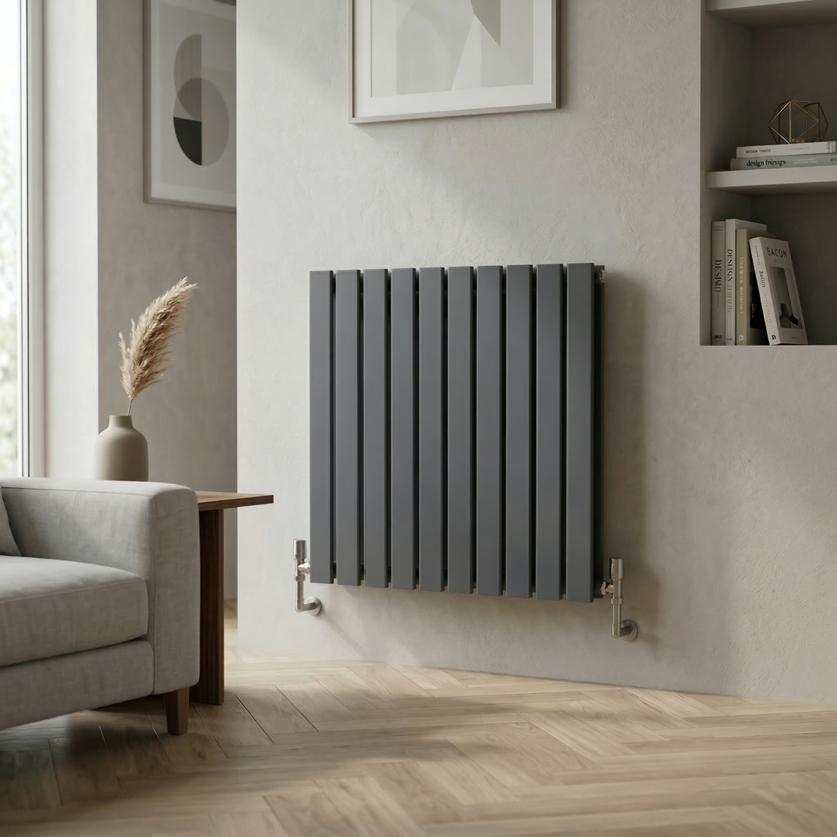 Baridi DH340 Baridi Horizontal Radiator Contemporary Double Flat Panel Design 600 x 700mm – Anthracite